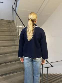 Design By Si Adele jakke med stitchings - Navy Best