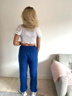 Design By Si Aino hør bukser - kongeblå Online