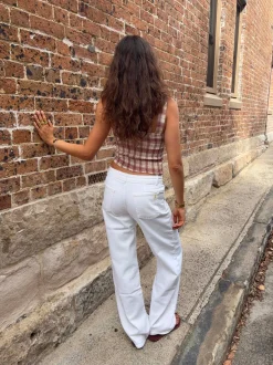 Design By Si Alaia lavtaljede jeans med lyn detalje - Hvid denim Discount