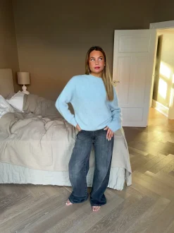 Design By Si Alaia lavtaljede jeans med lyn detalje - Grå denim Clearance