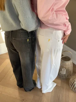 Design By Si Alaia lavtaljede jeans med lyn detalje - Grå denim Clearance