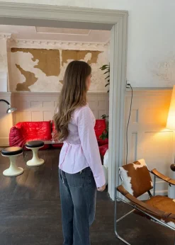 Design By Si Alberte figursyet skjorte med striber - Lyserød/hvid Online