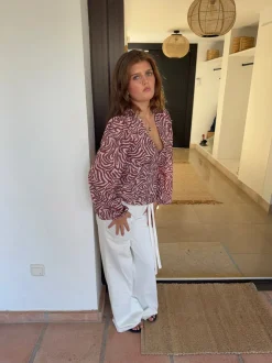 Design By Si Alissa bluse med mønster - Rød/hvid Online