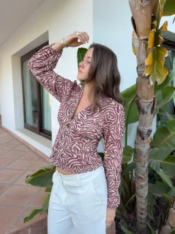 Design By Si Alissa bluse med mønster - Rød/hvid Online