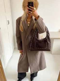 Design By Si Alva oversized frakke - Taupe Hot