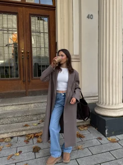 Design By Si Alva oversized frakke - Taupe Hot