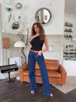 Design By Si Alvina jeans med blomsterdetalje - Mørk denim Online