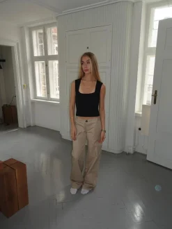 Design By Si Ama lærredsbukser - Beige Online