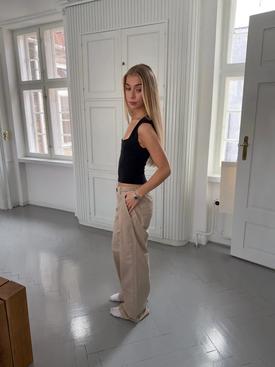 Design By Si Ama lærredsbukser - Beige Online
