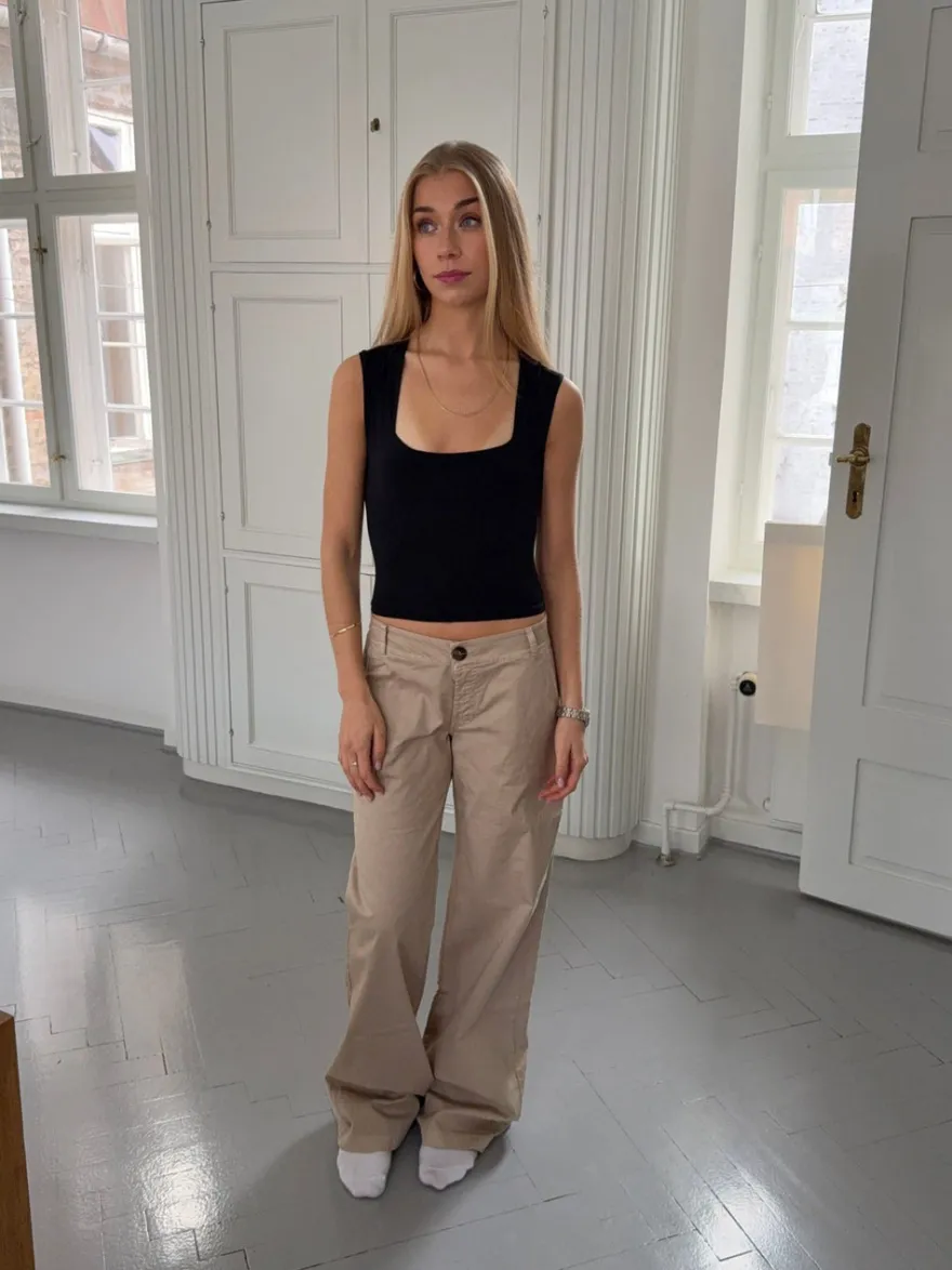 Design By Si Ama lærredsbukser - Beige Online