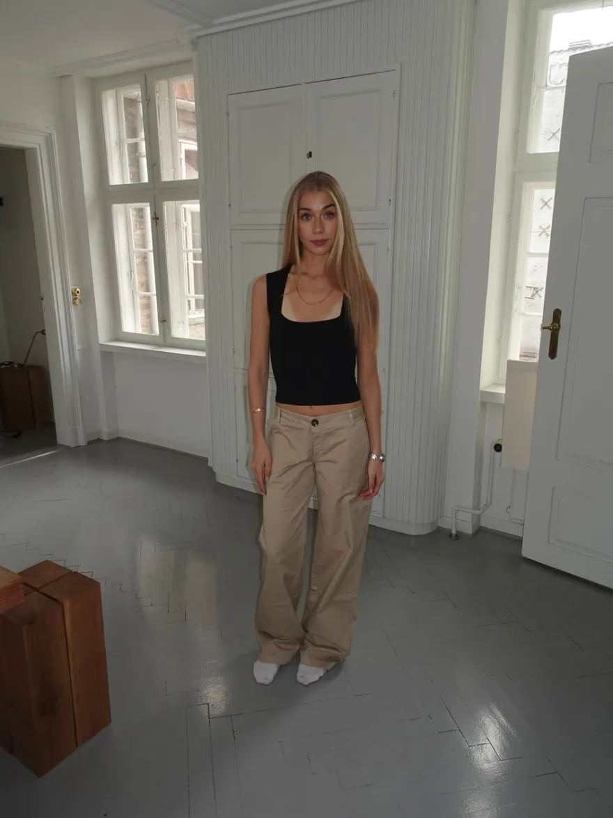 Design By Si Ama lærredsbukser - Beige Online