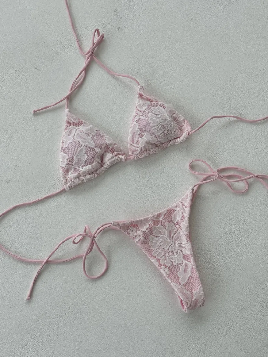 Design By Si Amara blonde bikini - Lyserød/hvid Outlet
