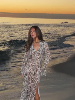 Design By Si Amy kjole i zebraprint - Sort/hvid Best