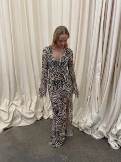 Design By Si Amy kjole i zebraprint - Sort/hvid Best