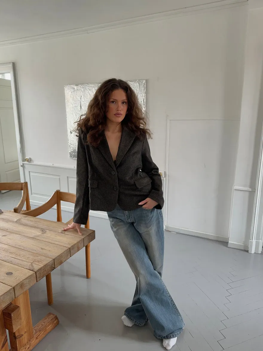 Design By Si Anahita kort blazer - Mørkebrun/Sort Hot