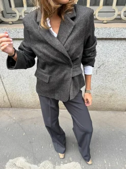 Design By Si Anahita kort blazer - Mørkebrun/Sort Hot