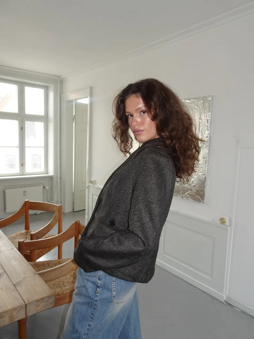 Design By Si Anahita kort blazer - Mørkebrun/Sort Hot