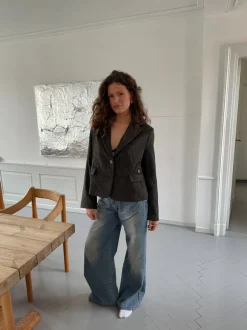 Design By Si Anahita kort blazer - Mørkebrun/Sort Hot