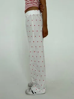 Design By Si Ane pyjamas bukser med hjerter - Hvid Best