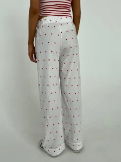 Design By Si Ane pyjamas bukser med hjerter - Hvid Best