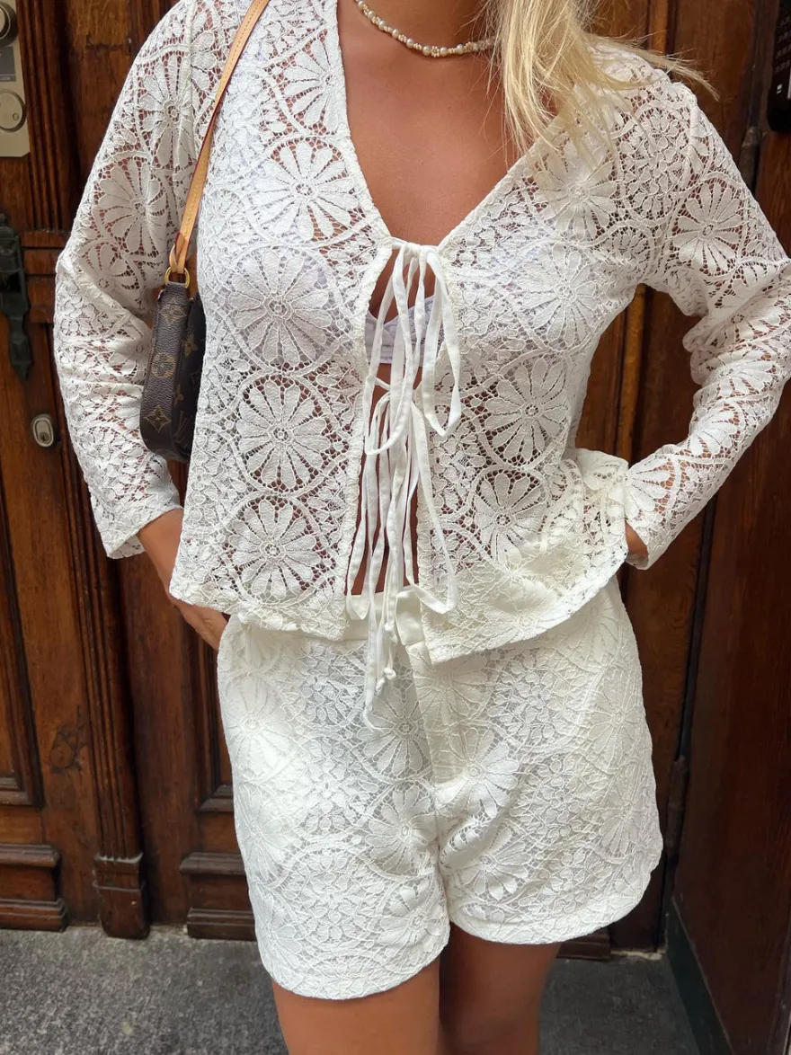 Design By Si Angelina blondebluse - Hvid Outlet