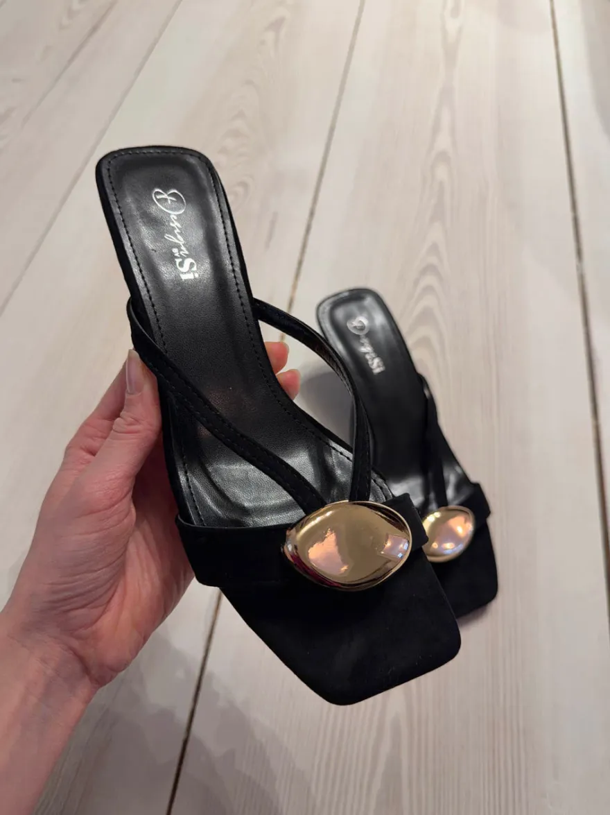 Design By Si Annaline mules med gulddetalje - Sort/guld Discount