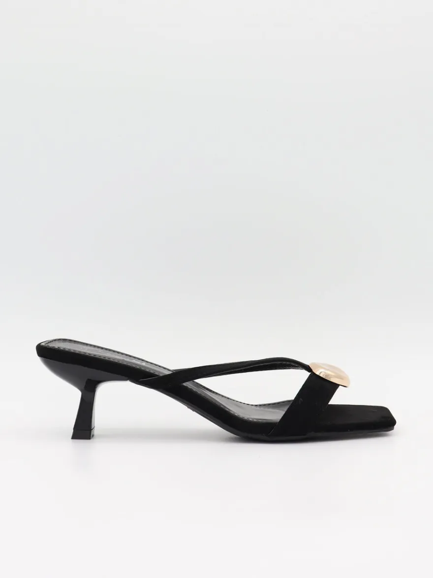 Design By Si Annaline mules med gulddetalje - Sort/guld Discount