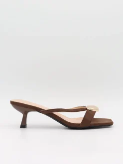 Design By Si Annaline mules med gulddetalje - Brun/guld Clearance