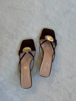 Design By Si Annaline mules med gulddetalje - Brun/guld Clearance