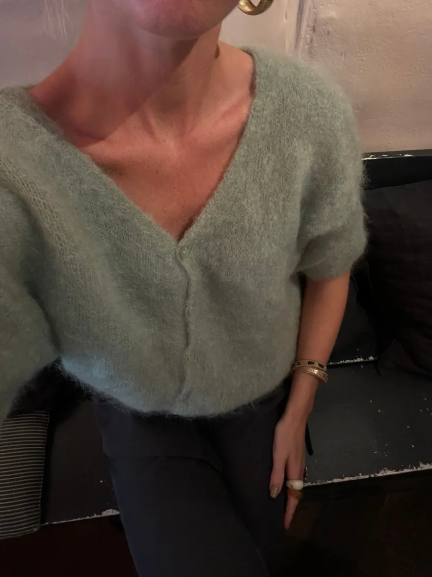 Design By Si Annaly mohair cardigan - Sage grøn Sale