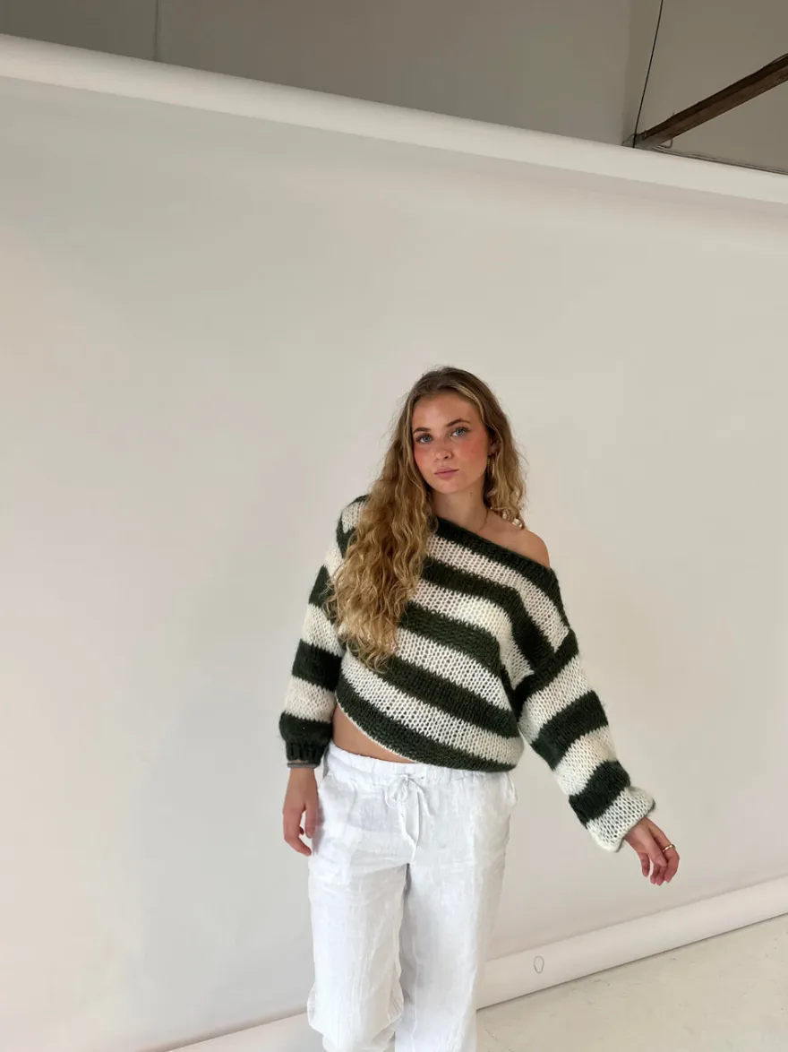 Design By Si Anna Olympia striktrøje - Kaki Clearance