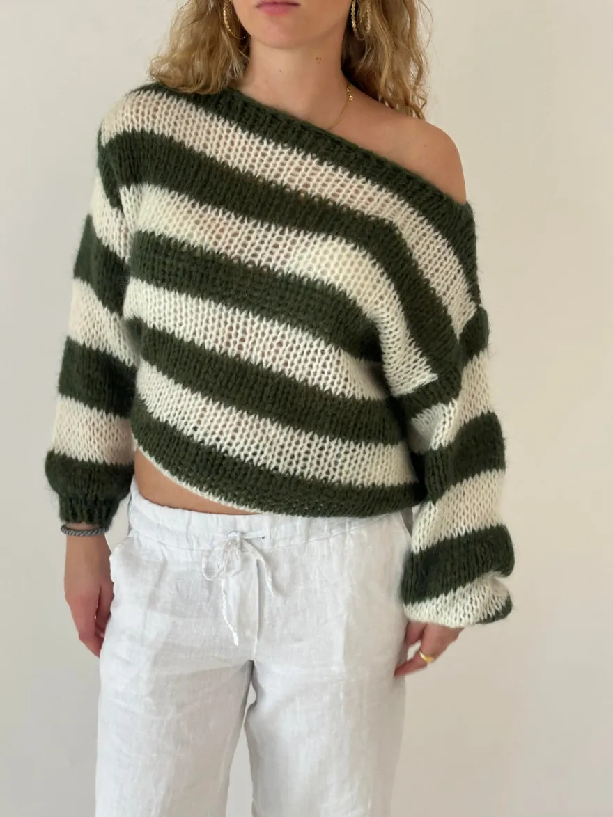 Design By Si Anna Olympia striktrøje - Kaki Clearance