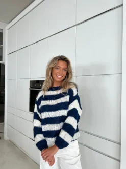 Design By Si Anna Olympia striktrøje - Navy Clearance