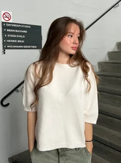 Design By Si Arabella strikket t-shirt - Beige New