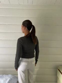 Design By Si Ariella square neck bluse - Mørkegrøn Online