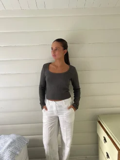 Design By Si Ariella square neck bluse - Mørkegrøn Online