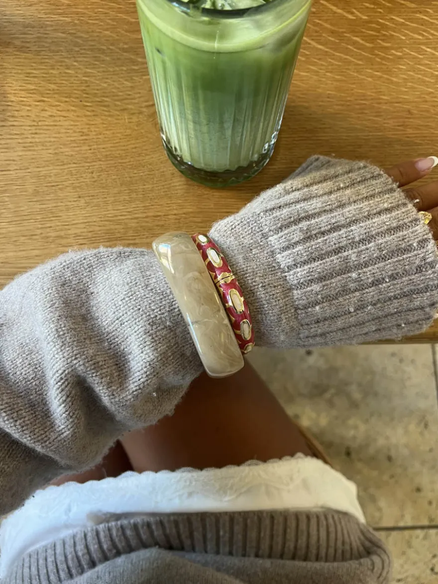 Design By Si Arna armbånd med mønster - Lyserød/guld Outlet