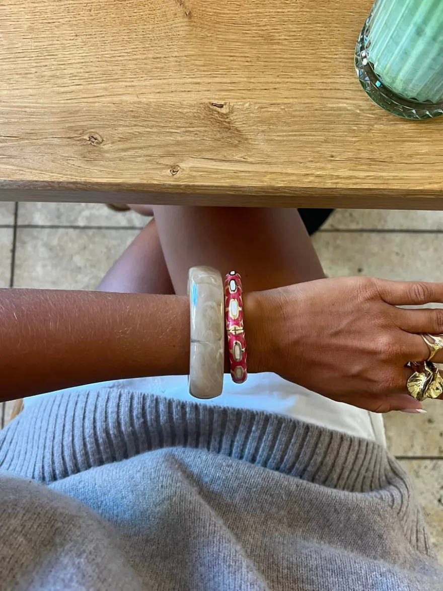 Design By Si Arna armbånd med mønster - Lyserød/guld Outlet