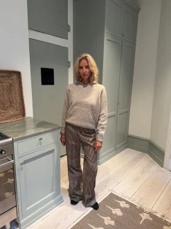 Design By Si Asta bukser med striber - Brun Discount