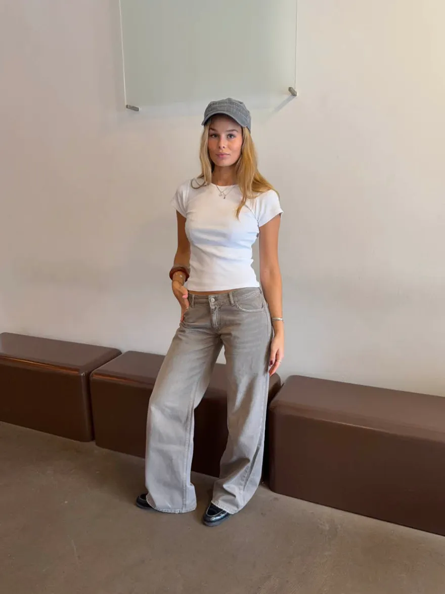 Design By Si Audrena lavtaljede jeans - Sage grøn Hot