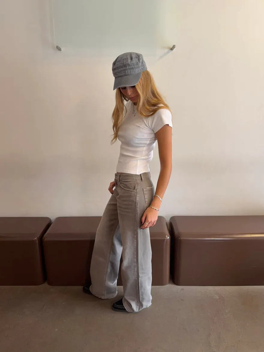 Design By Si Audrena lavtaljede jeans - Sage grøn Hot