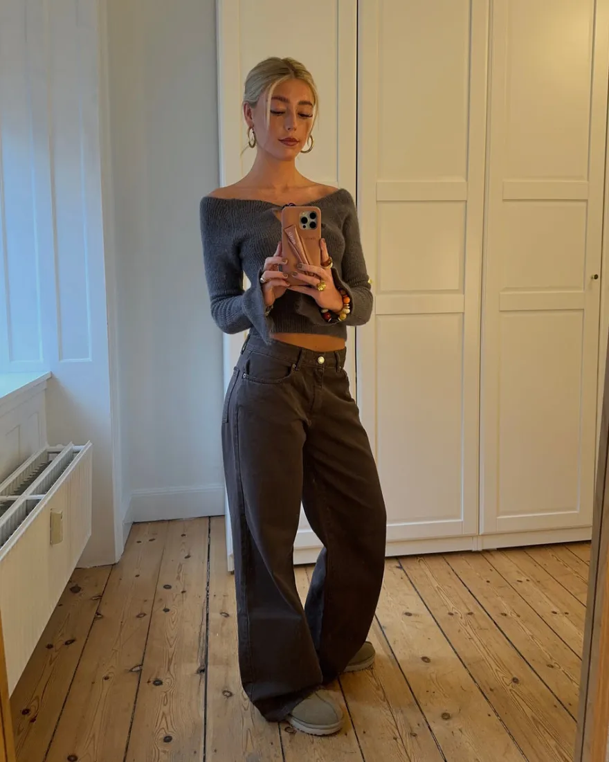 Design By Si Audrey jeans - Mørkebrun Clearance