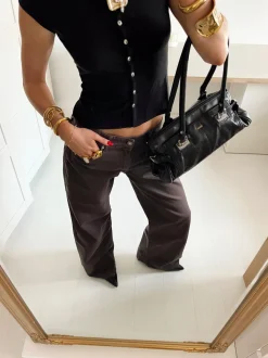 Design By Si Audrey jeans - Mørkebrun Clearance