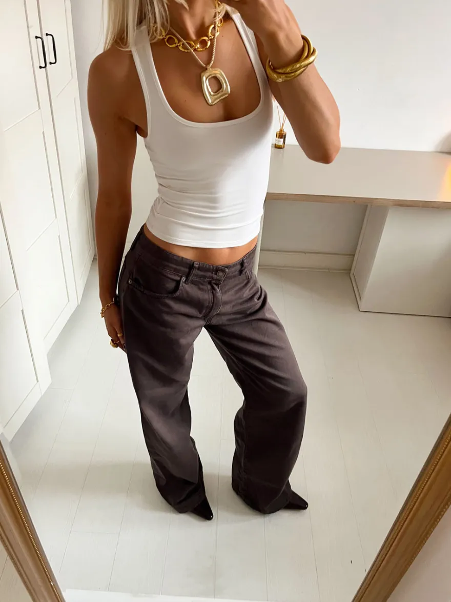 Design By Si Audrey jeans - Mørkebrun Clearance