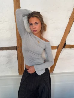 Design By Si Aven one shoulder bluse - Lysegrå Hot