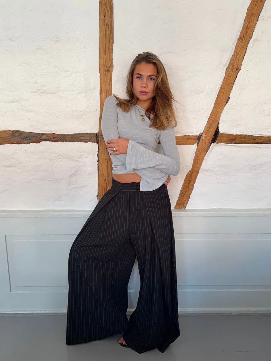Design By Si Aven one shoulder bluse - Lysegrå Hot