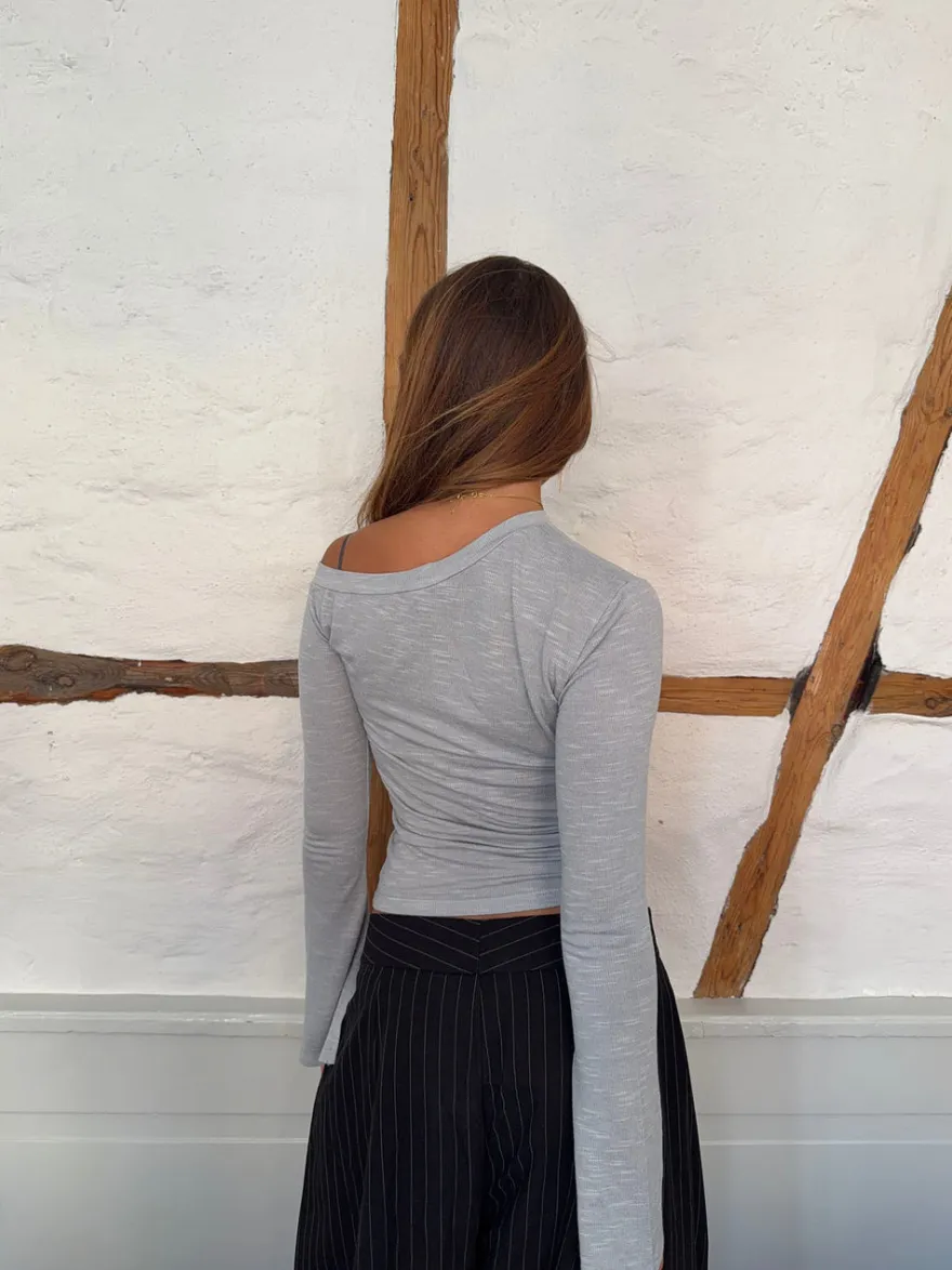 Design By Si Aven one shoulder bluse - Lysegrå Hot