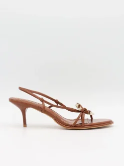 Design By Si Aya stiletter med guld- og sløjfedetalje - Brun/guld Clearance