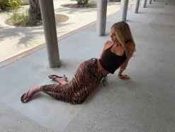Design By Si Azelma nederdel i mesh med zebraprint - Brun/beige Sale