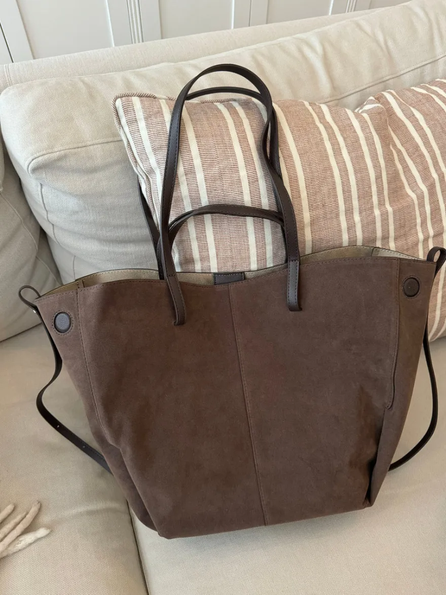 Design By Si Bergen skuldertaske i ruskind - Brun Outlet